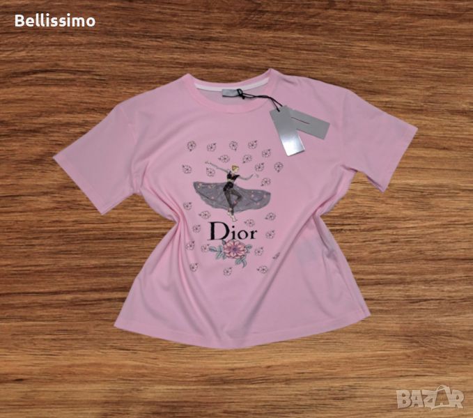 *Dior* Дамска тениска с къс ръкав в бебешко розово, oversized, снимка 1