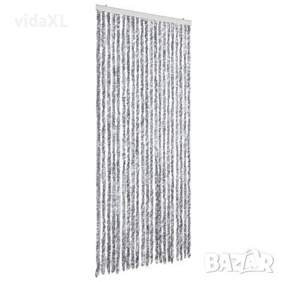 vidaXL Завеса против насекоми, бяло и сиво, 90x220 см, шенил（SKU:284280, снимка 1