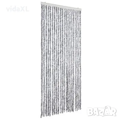 vidaXL Завеса против насекоми, бяло и сиво, 90x220 см, шенил(SKU:284280), снимка 1