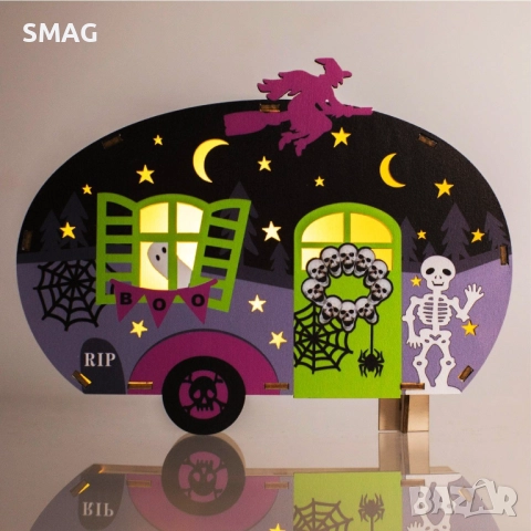 Halloween / Хелоуин дървена декорация, 21x3.5x16 см_1250538