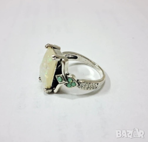 Пръстен с циркони, полирано сребро, снимка 2 - Пръстени - 39039255