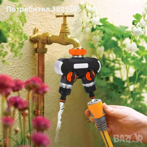 Двупосочен разпределител за градински кран 2-в-1: Сплитер за маркуч с независими вентили (3/4" и 1"), снимка 6 - Други инструменти - 53374109