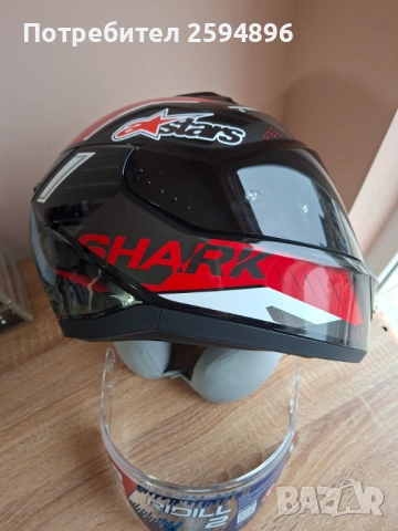 Каска Shark Ridill 2 Bersek Black Red - размер S, снимка 4 - Аксесоари и консумативи - 54017843