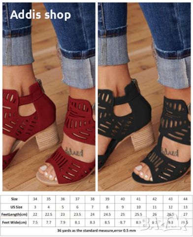 Дамски изрязани сандали на ток, 4цвята , снимка 7 - Сандали - 45196995