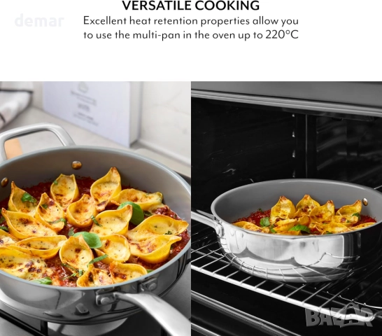 Sur La Table SLT900229 28 см мулти-тенджера с капак, нитована стоманена дръжка, снимка 4 - Съдове за готвене - 52441871