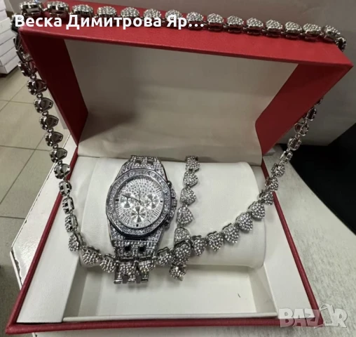 Луксозен комплек бижута, часовник , гривна и колие, снимка 6 - Бижутерийни комплекти - 51152821