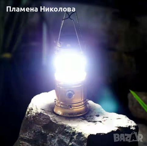 Къмпинг LED фенер, ABS, Соларно/USB зареждане, Златис SH-5800T, снимка 2 - Къмпинг осветление - 46346789