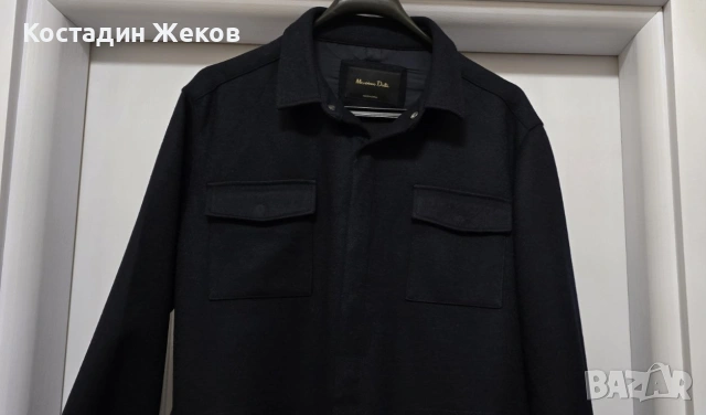 Мъжко връхно яке тип риза (overshirt) в тъмносин цвят. Massimo Dutti. Като ново., снимка 4 - Якета - 53827620