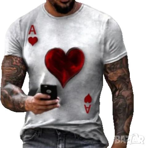 Мъжка тениска с къс ръкав,геометричен 3D принт с дизайн на Асо Пика, снимка 13 - Тениски - 45717256
