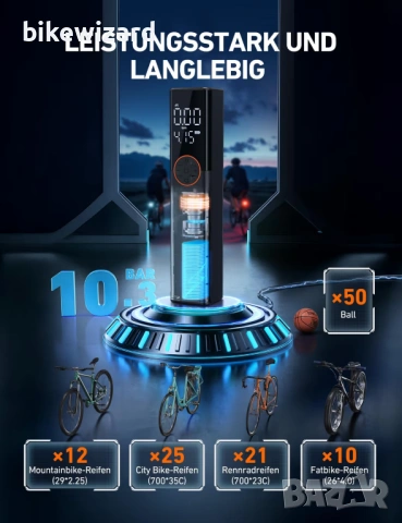 AstroAI L8 150PSI електрическа помпа НОВА, снимка 4 - Аксесоари за велосипеди - 53433828