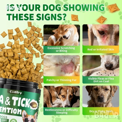 Дъвчащи таблетки против бълхи и кърлежи за кучета - 500 броя, хрупкави и кремообразни, снимка 6 - За кучета - 52736605