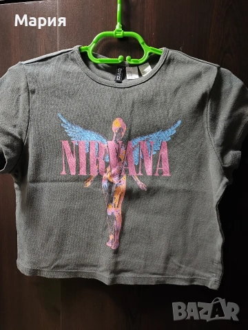 Кроп топ тениска Nirvana, М размер 