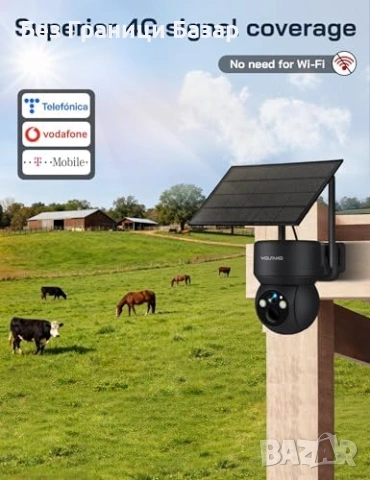 Нова Соларна 4G охранителна камера 2K HD нощно виждане IP66 за дом двор, снимка 2 - IP камери - 53008336