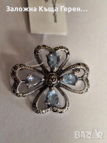 Сребърна Брошка - 7,38гр, снимка 2 - Колиета, медальони, синджири - 54132469