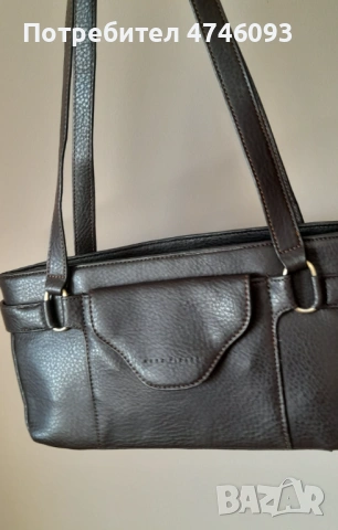 Дамска чанта Marc Picard от естествена кожа – шоколадово кафяво, снимка 3 - Чанти - 53957588