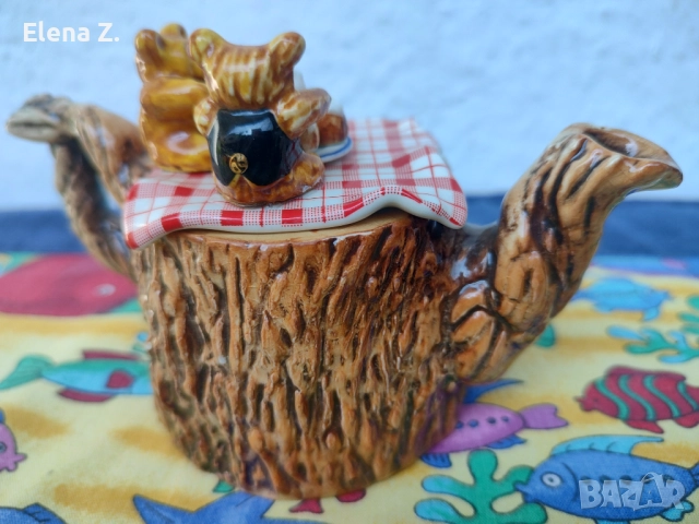 Симпатичен винтидж чайник с мечета Paul Cardew, снимка 7 - Колекции - 52344618