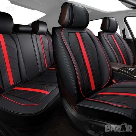 Тапицерия за кола - 5 части /К-Т Черно / Червено