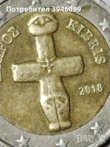 Монета 2 Евро Кипър (2018) – Идол от Помос, снимка 2 - Нумизматика и бонистика - 54270101