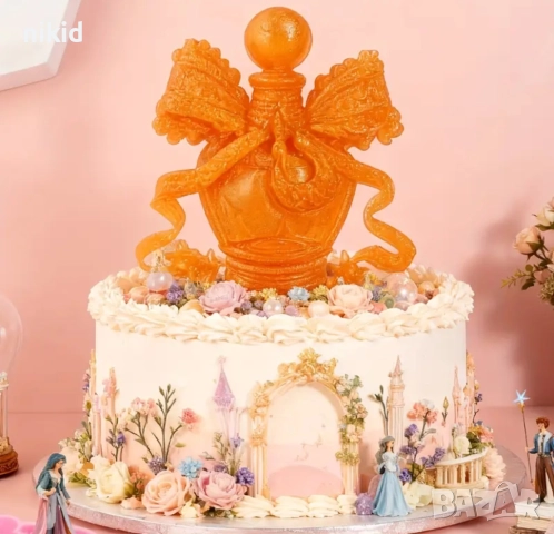 Бутилка шише с пандела парфюм силиконов молд форма фондан шоколад гипс, снимка 4 - Форми - 52667036