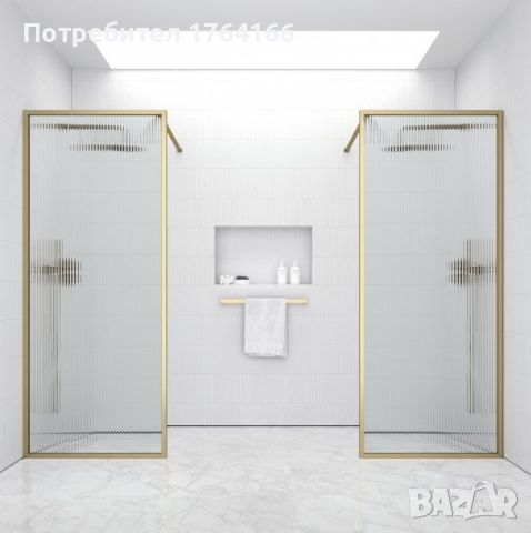 Стъклени Прегради и душ паравани със златен обков, снимка 1 - Ремонти на баня - 46712254