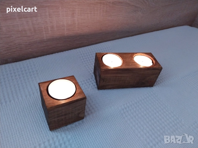 Декоративен сет от 2 части - цвят орех + Подарък 6 чаени свещи, снимка 9 - Декорация за дома - 52173653