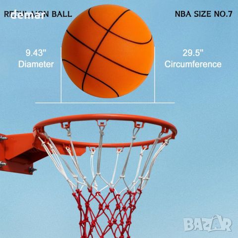 Тиха баскетболна топка Chicmine, топка от пяна с висока плътност, размер 7 (24 см), снимка 6 - Баскетбол - 45401441