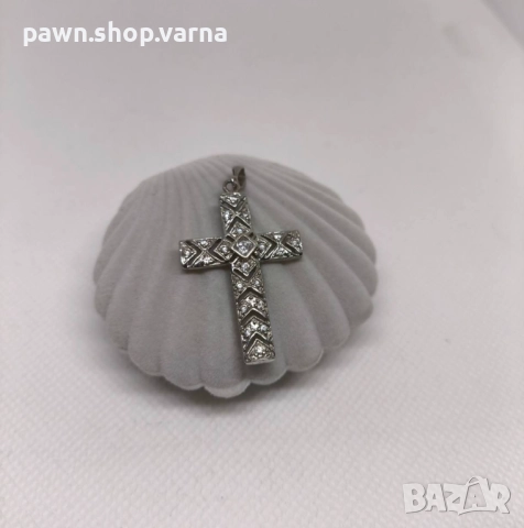Сребърен кръст с фианити – 925 проба, маркиран, снимка 5 - Други - 50784508