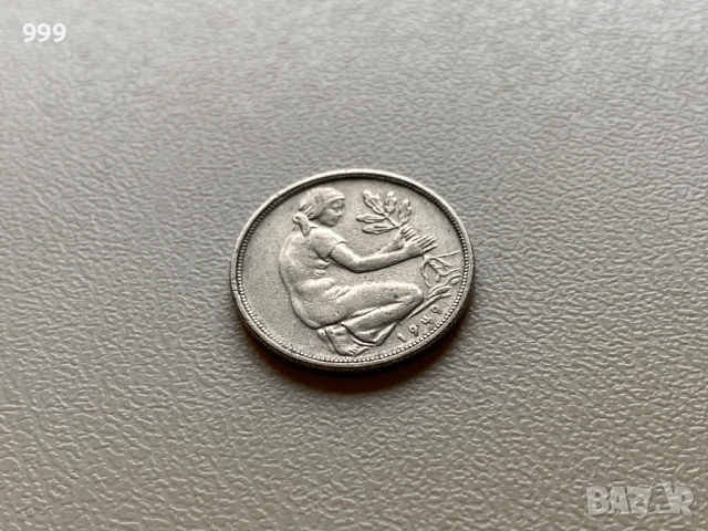 50 пфенига 1949 D, F, J - Германия, снимка 7 - Нумизматика и бонистика - 50730107