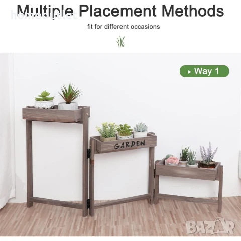 ПРОМОЦИЯ Компактна сгъваема стойка за саксийни цветя на 3 нива UNHO XJJ458-BN, снимка 4 - Градински мебели, декорация  - 50711438