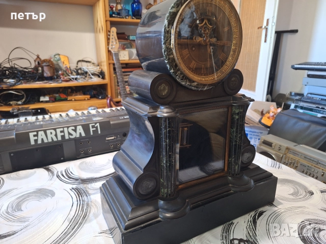 Френски каминен мраморен часовник, снимка 3 - Антикварни и старинни предмети - 52938223