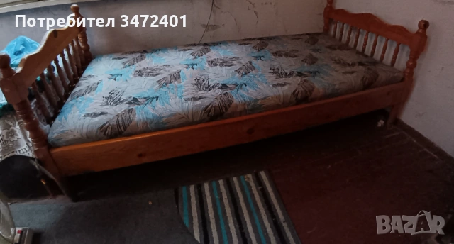 Дървено единично легло, снимка 2 - Спални и легла - 53279902