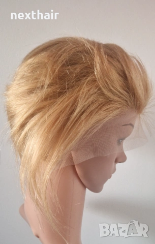 Къса руса естествена перука тип Пикси - 13x4, снимка 2 - Аксесоари за коса - 53583682
