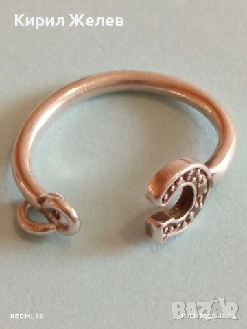 Сребърна обица тип халка с форма на подкова 52358, снимка 3 - Обеци - 52605552