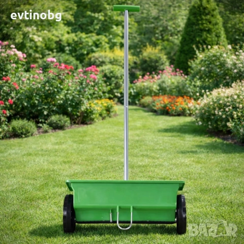 Ръчна градинска сеялка 6L с колела – разпръсквач за семена, торове, пясък и сол с 5-степенно регулир, снимка 6 - Градинска техника - 53931567