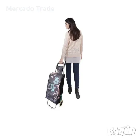 Пазарска количка Mercado Trade, Макс.тегло 30кг., Черна с мотиви, снимка 3 - Чанти - 48683354