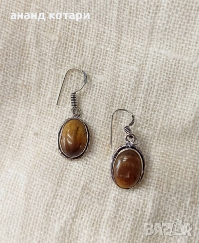 Висящи обеци от Тибет с естествени камъни, снимка 4 - Обеци - 53226495