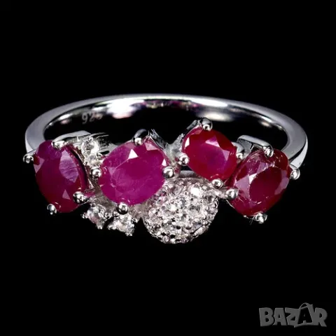 925 сребърен пръстен с рубини от 4.0 X 3.0 до 5.0 X 3.0 MM пъдходащ за подарък, снимка 1
