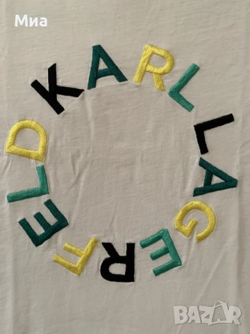 Оригинална дамска тениска Karl Lagerfeld с надпис, снимка 2 - Тениски - 50598495