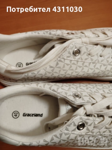 Кожени кецове Graceland нови, номер 40, бял и сив, снимка 6 - Кецове - 53391787
