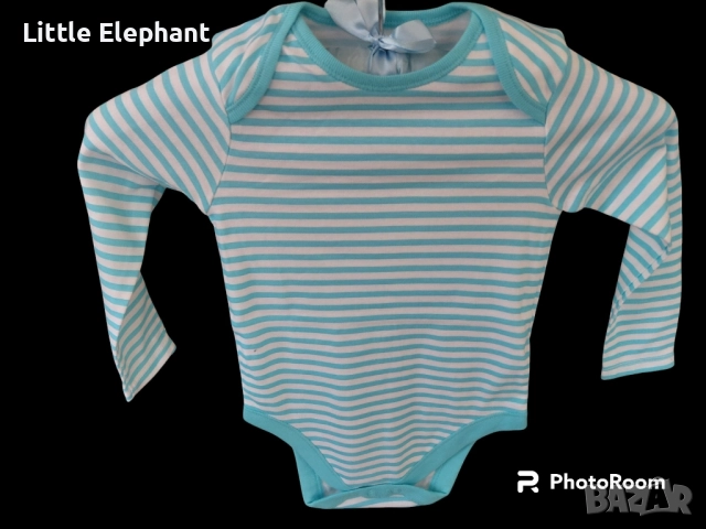 Боди с дълъг ръкав за 2-3 год момченце бяло и синьо райе,Англия/ново