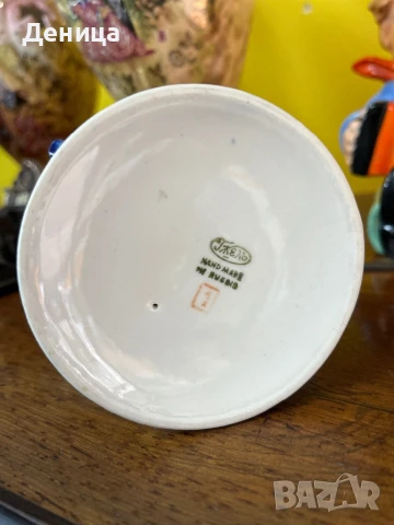 Гжел 🫶 Свещник Русия Ръчно рисуван Височина-13.5 см , снимка 5 - Декорация за дома - 51322790