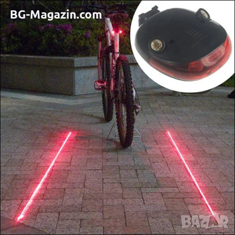 Задни светлини за велосипед LED лазер стоп за колело на батерии безопасност на пътя при колоездене, снимка 2 - Аксесоари за велосипеди - 50963177