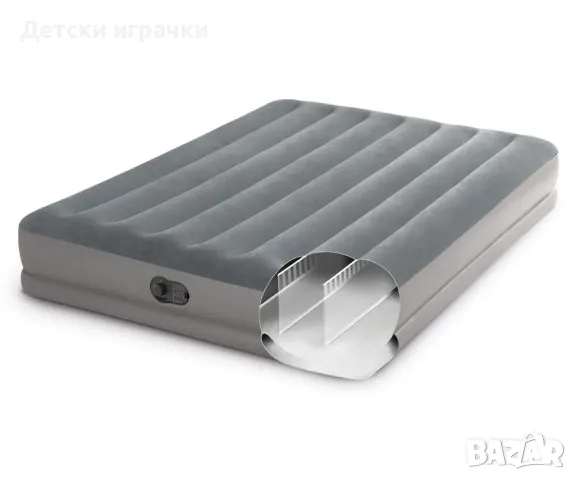 Надуваем матрак Intex, 152x203x30 см, USB помпа, Fiber-Tech, сив, снимка 7 - Надуваеми легла - 49927199