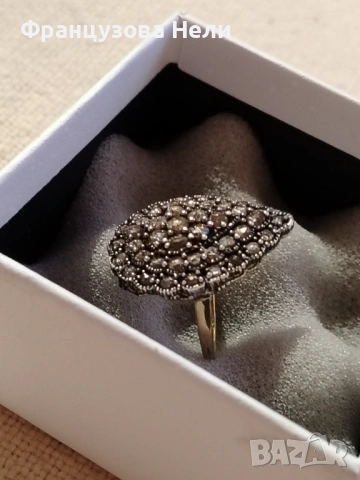 Диаманти, диаманти... Целият в диаманти💕 Винтидж съкровище. Златен ринг 12 к /500/ърна корона 925 и