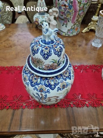 Страхотна антикварна много красива холандска порцеланова купа с капак , снимка 2 - Антикварни и старинни предмети - 45649181