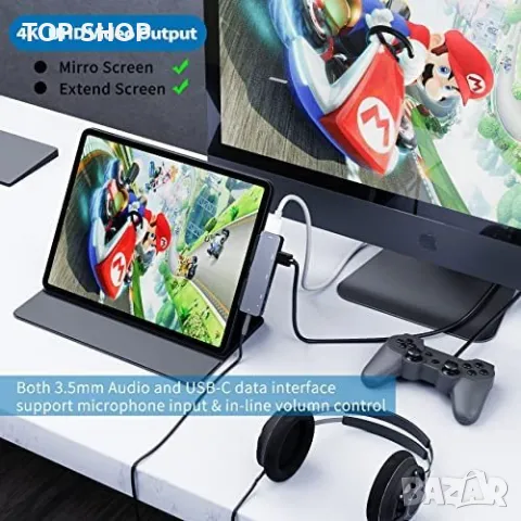 Нов USB C хъб Адаптер Докинг станция 7 в 1 за iPad Pro MacBook Pro, снимка 4 - Захранвания и кутии - 49451245