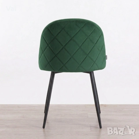 Дизайнерски зелен стол FARO – тапициран, стабилен и удобен, снимка 2 - Столове - 53976995
