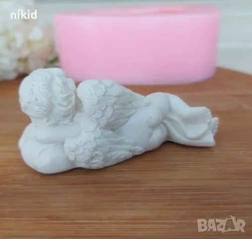 3d спящ ангел на възглавница силиконов молд форма фондан шоколад гипс декор, снимка 2 - Форми - 50014734