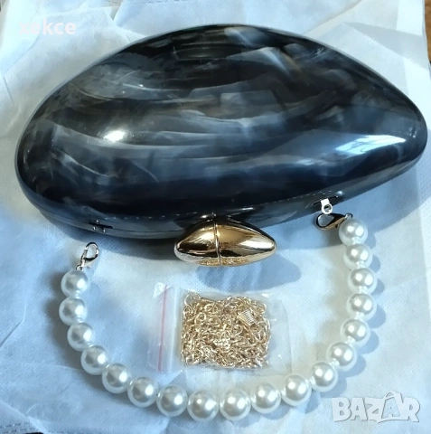 Атрактивна дамска чанта, мида, снимка 2 - Чанти - 53900739