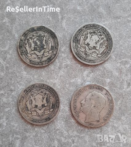 Лот от четири сребърни монети 1 левъ, 3 от 1882г и 1 от 1891 г, снимка 2 - Нумизматика и бонистика - 46416605